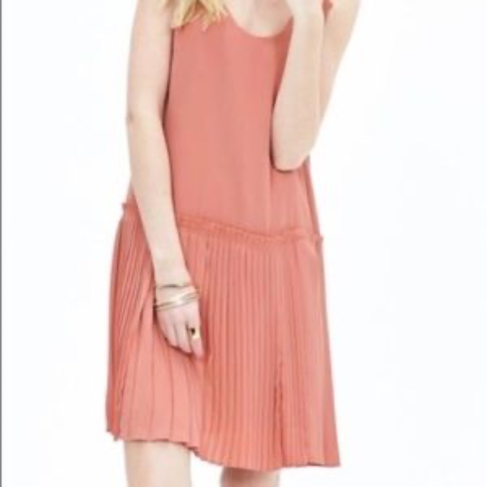 NWT Banana Republic Peach Pleated Drop Waist Dress